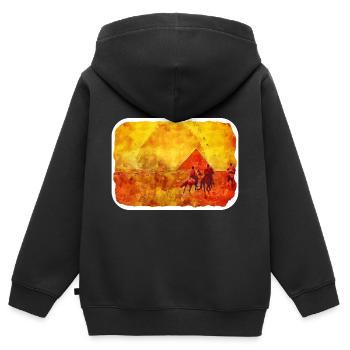 Kairo Ägypten Aquarell Skizze Gezeichnete Illustration - Kinder Premium Organic Zip Hoodie - Schwarz - Hinten - AI Model Kid Male (0cm)