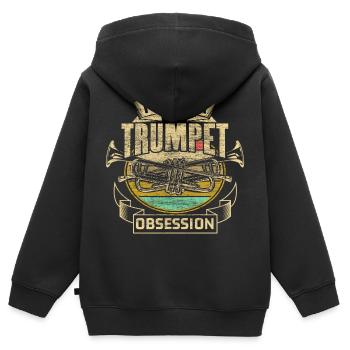 Idée cadeau Trumpet Brass Band - Sweat Premium à capuche zippé enfant bio - noir - Dos - AI Model Kid Male (0cm)