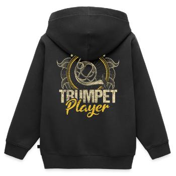Trompette Trompette Idée Cadeau - Sweat Premium à capuche zippé enfant bio - noir - Dos - AI Model Kid Male (0cm)