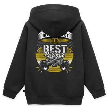 Idée cadeau Trumpet Brass Band - Sweat Premium à capuche zippé enfant bio - noir - Dos - AI Model Kid Male (0cm)