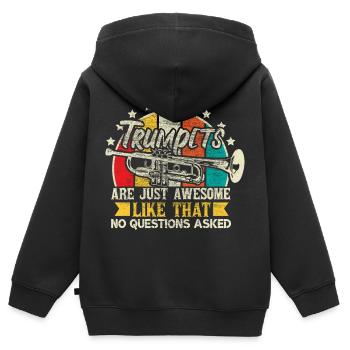 Trompette Trompette Trompette Chapelle Idée Cadeau - Sweat Premium à capuche zippé enfant bio - noir - Dos - AI Model Kid Male (0cm)