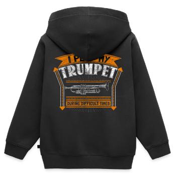 Chapelle des instruments de musique trompette - Sweat Premium à capuche zippé enfant bio - noir - Dos - AI Model Kid Male (0cm)