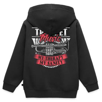Trompette Trompette Concert Cadeau - Sweat Premium à capuche zippé enfant bio - noir - Dos - AI Model Kid Male (0cm)