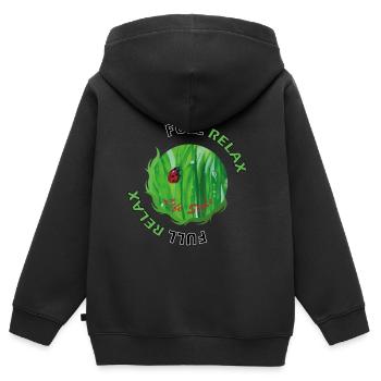 Volle Entspannung wohltuend - Kinder Premium Organic Zip Hoodie - Schwarz - Hinten - AI Model Kid Male (0cm)