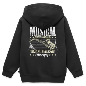 Saxophon Blasinstrument Musiker Geschenkidee - Kinder Premium Organic Zip Hoodie - Schwarz - Hinten - AI Model Kid Male (0cm)