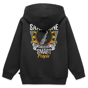 Saxophon Blasinstrument Musik Geschenkidee - Kinder Premium Organic Zip Hoodie - Schwarz - Hinten - AI Model Kid Male (0cm)