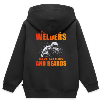 Schweißen Schweißer Metallkonstruktion Tattoos Bärte - Kinder Premium Organic Zip Hoodie - Schwarz - Hinten - AI Model Kid Male (0cm)