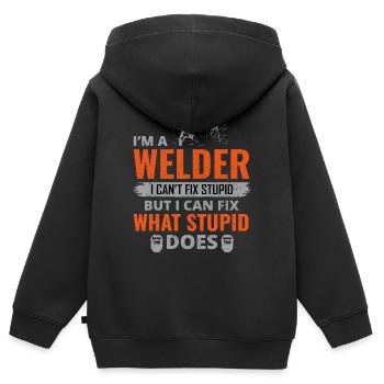 Schweißschweißer Metallbau Eisenarbeiter - Kinder Premium Organic Zip Hoodie - Schwarz - Hinten - AI Model Kid Male (0cm)