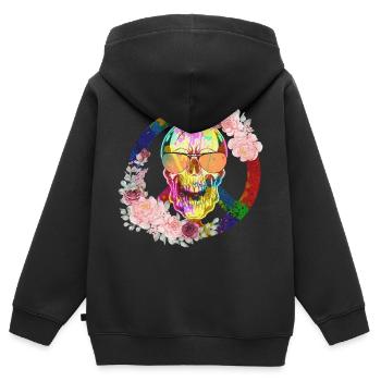 Hippie Peace Peace 60's 70's Love T-Shirt - Sweat Premium à capuche zippé enfant bio - noir - Dos - AI Model Kid Male (0cm)