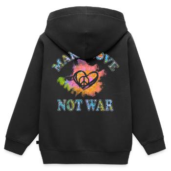 Hippie Peace Peace 60's 70's Love T-Shirt - Sweat Premium à capuche zippé enfant bio - noir - Dos - AI Model Kid Male (0cm)