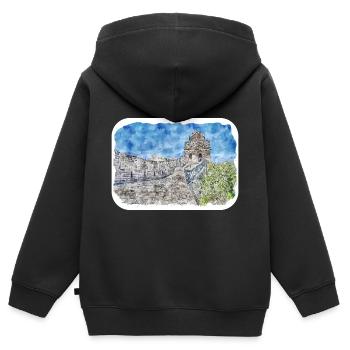 Beijing China Watercolor Sketch Drawn Drawing - Kids Premium Organic Zip-up Hoodie - black - Back - AI Model Kid Male (0cm)