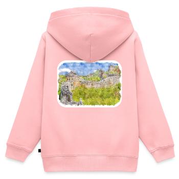 Peking China Aquarell Skizze gezeichnete Zeichnung - Kinder Premium Organic Zip Hoodie - Rosa - Hinten - AI Model Kid Female (0cm)