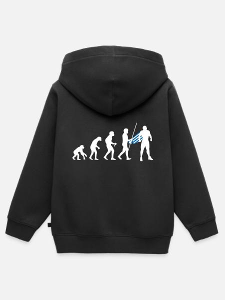 Grieche Evolution Superheld Griechische Flagge - Kinder Premium Organic Zip Hoodie - Schwarz