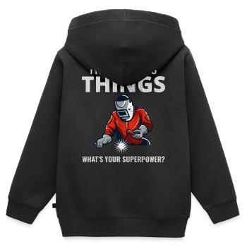 Schweißnaht Schweißer Metallbau Eisenarbeiter - Kinder Premium Organic Zip Hoodie - Schwarz - Hinten - AI Model Kid Male (0cm)