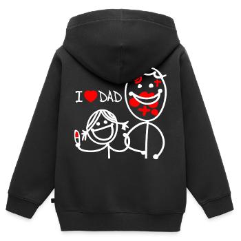 Ich liebe Papa SE - Kinder Premium Organic Zip Hoodie - Schwarz - Hinten - AI Model Kid Male (0cm)