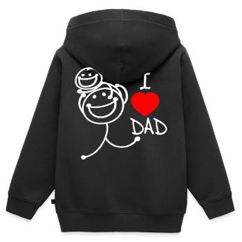 Ich liebe Papa SE - Kinder Premium Organic Zip Hoodie - Schwarz - Hinten - AI Model Kid Male (0cm)