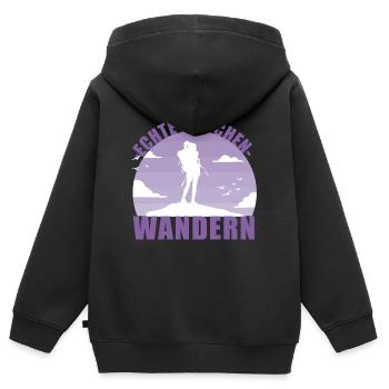 Wandern Mädchen Hobby Wanderung Berge Geschenk - Kinder Premium Organic Zip Hoodie - Schwarz - Hinten - AI Model Kid Male (0cm)