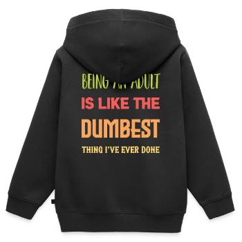 Ein Erwachsener sein - Kinder Premium Organic Zip Hoodie - Schwarz - Hinten - AI Model Kid Male (0cm)