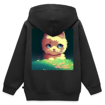 Süße Katze Anime - Kinder Premium Organic Zip Hoodie - Schwarz - Hinten - AI Model Kid Male (0cm)
