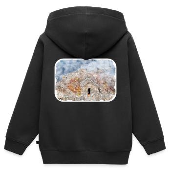 Beijing China Watercolor Sketch Illustration - Kids Premium Organic Zip-up Hoodie - black - Back - AI Model Kid Male (0cm)
