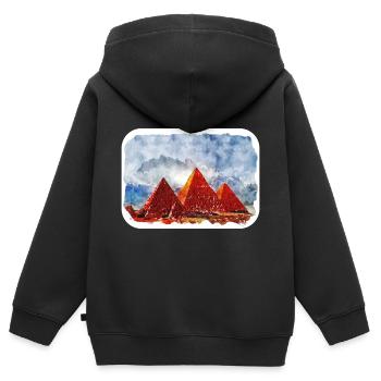 Kairo Ägypten Aquarell Skizze Gezeichnete Illustration - Kinder Premium Organic Zip Hoodie - Schwarz - Hinten - AI Model Kid Male (0cm)