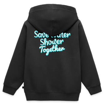 Économisez de l’eau douche ensemble - Sweat Premium à capuche zippé enfant bio - noir - Dos - AI Model Kid Male (0cm)