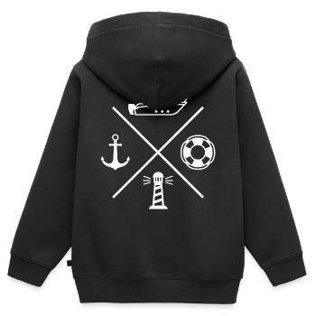 Lighthouse Compass Marine Motorboot Anker - Kinder Premium Organic Zip Hoodie - Schwarz - Hinten - AI Model Kid Male (0cm)