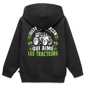 juste un garçon qui aime les tracteurs agriculture - Sweat Premium à capuche zippé enfant bio - noir - Dos - AI Model Kid Male (0cm)