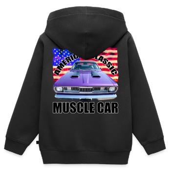 American Classic Muscle Car R6Z - Kinder Premium Organic Zip Hoodie - Schwarz - Hinten - AI Model Kid Male (0cm)