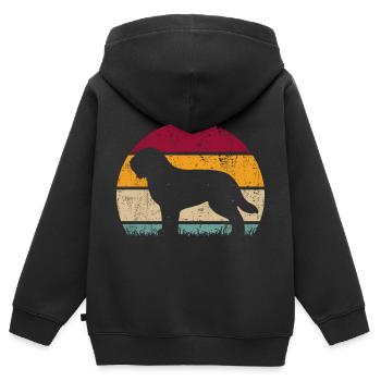 Schapendoes Hund Retro Vintage Sonnenaufgang - Kinder Premium Organic Zip Hoodie - Schwarz - Hinten - AI Model Kid Male (0cm)