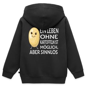 Kartoffel - Kinder Premium Organic Zip Hoodie - Schwarz - Hinten - AI Model Kid Male (0cm)