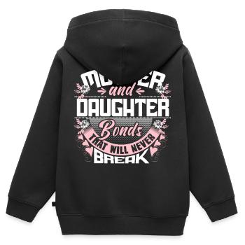 Idée cadeau de cohésion mère-fille - Sweat Premium à capuche zippé enfant bio - noir - Dos - AI Model Kid Male (0cm)
