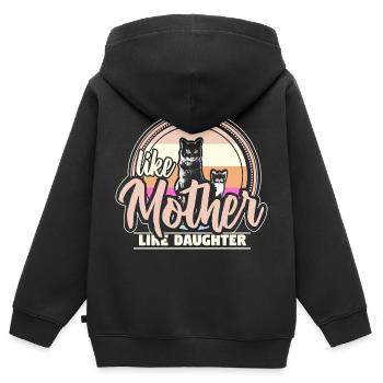 Mère Fille Cadeau de cohésion de la fête des mères - Sweat Premium à capuche zippé enfant bio - noir - Dos - AI Model Kid Male (0cm)