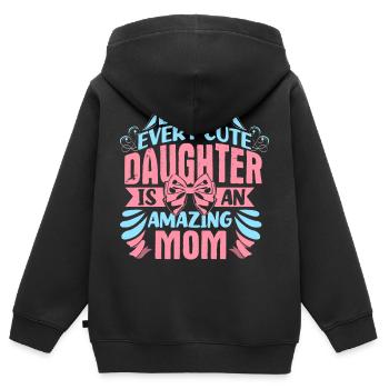 Idée cadeau de cohésion mère-fille - Sweat Premium à capuche zippé enfant bio - noir - Dos - AI Model Kid Male (0cm)