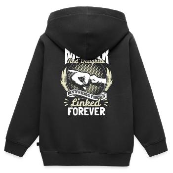 Cadeau de cohésion de la Journée mère-fille - Sweat Premium à capuche zippé enfant bio - noir - Dos - AI Model Kid Male (0cm)