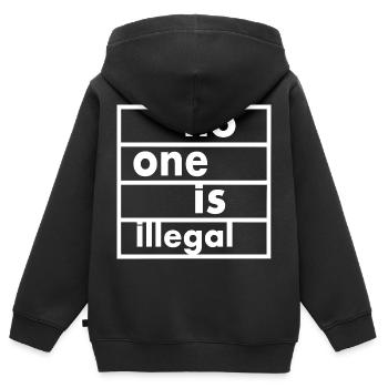 No one is illegal - Sweat Premium à capuche zippé enfant bio - noir - Dos - AI Model Kid Male (0cm)