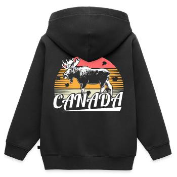 Kanada Elch Nation - Kinder Premium Organic Zip Hoodie - Schwarz - Hinten - AI Model Kid Male (0cm)