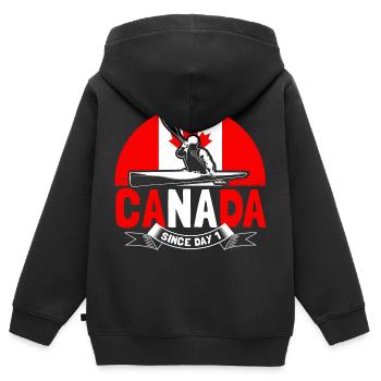 Kanada Elch Staat Geschenk - Kinder Premium Organic Zip Hoodie - Schwarz - Hinten - AI Model Kid Male (0cm)