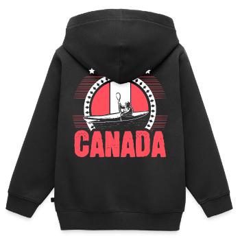 Kanada Ahornblatt Land - Kinder Premium Organic Zip Hoodie - Schwarz - Hinten - AI Model Kid Male (0cm)