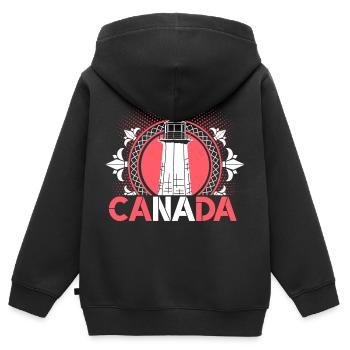 Kanada Ahornblatt - Kinder Premium Organic Zip Hoodie - Schwarz - Hinten - AI Model Kid Male (0cm)