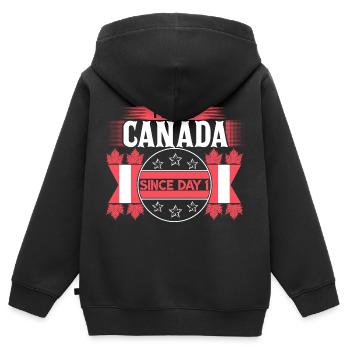 Kanada Ahornblatt Herkunft - Kinder Premium Organic Zip Hoodie - Schwarz - Hinten - AI Model Kid Male (0cm)