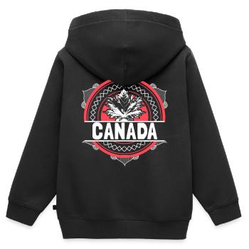 Kanada Herkunft Geschenk - Kinder Premium Organic Zip Hoodie - Schwarz - Hinten - AI Model Kid Male (0cm)