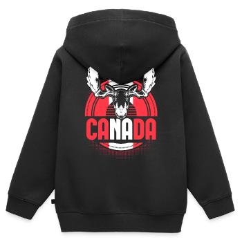 Kanada Ahorn Herkunft Geschenk - Kinder Premium Organic Zip Hoodie - Schwarz - Hinten - AI Model Kid Male (0cm)