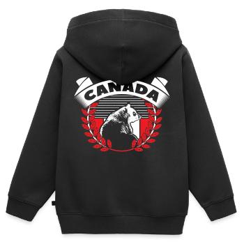 Kanada Ahornblatt Flagge Geschenk - Kinder Premium Organic Zip Hoodie - Schwarz - Hinten - AI Model Kid Male (0cm)