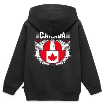Kanada Elch Land - Kinder Premium Organic Zip Hoodie - Schwarz - Hinten - AI Model Kid Male (0cm)