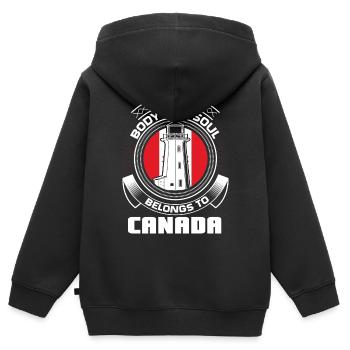 Kanada Ahorn Fahne - Kinder Premium Organic Zip Hoodie - Schwarz - Hinten - AI Model Kid Male (0cm)