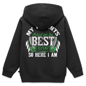 Meilleurs fils fils - Sweat Premium à capuche zippé enfant bio - noir - Dos - AI Model Kid Male (0cm)