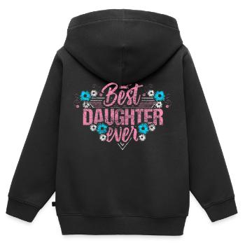 Fille Mère Fille - Sweat Premium à capuche zippé enfant bio - noir - Dos - AI Model Kid Male (0cm)