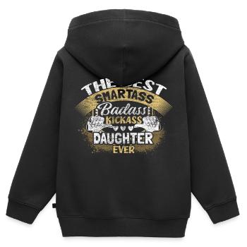 Fille fille - Sweat Premium à capuche zippé enfant bio - noir - Dos - AI Model Kid Male (0cm)
