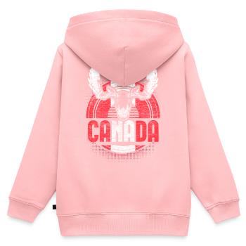 Idée cadeau du drapeau d’érable du Canada - Sweat Premium à capuche zippé enfant bio - rose - Dos - AI Model Kid Female (0cm)